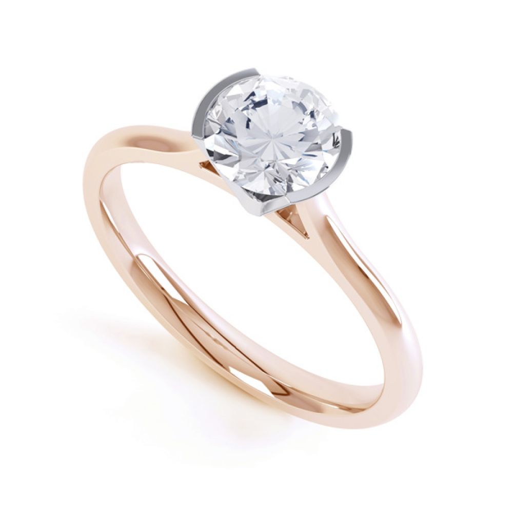 Fluted Part Engagement Ring with High Setting Rose Gold Fluted Part Engagement Ring with High Setting Rose Gold