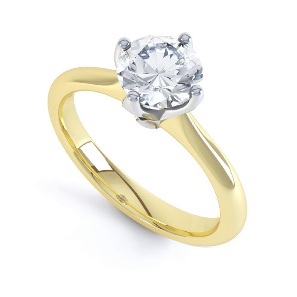 Lotus 4 Claw Compass Set Engagement Ring In Yellow Gold