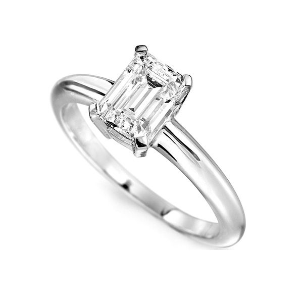 Modern 4 Claw Emerald Diamond Solitaire Ring Main Image