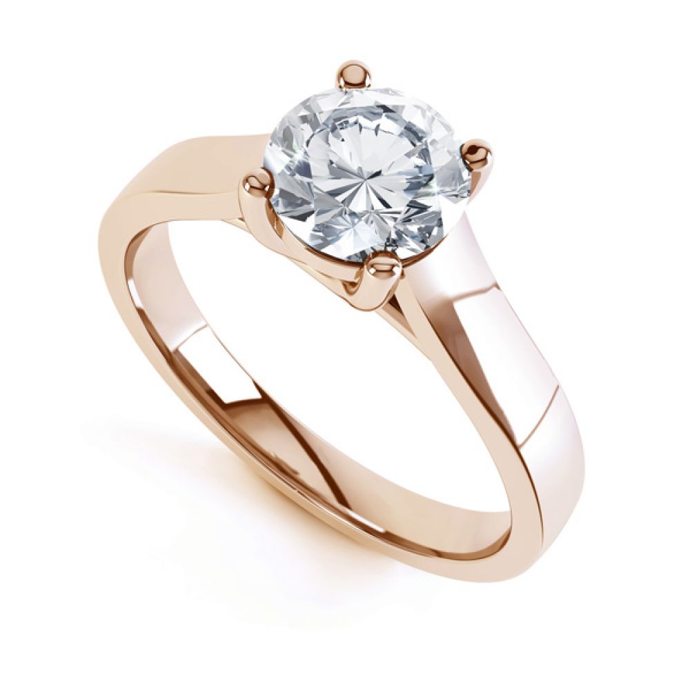 Elegant Round Solitaire with Cross-Over 4 Claw Setting top Rose