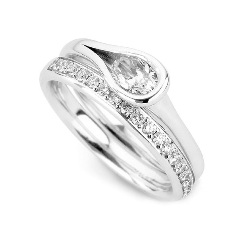 Loop Bezel Set Oval Diamond Engagement Ring