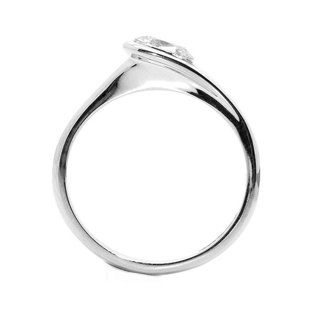 Loop Bezel Set Oval Diamond Engagement Ring Side View