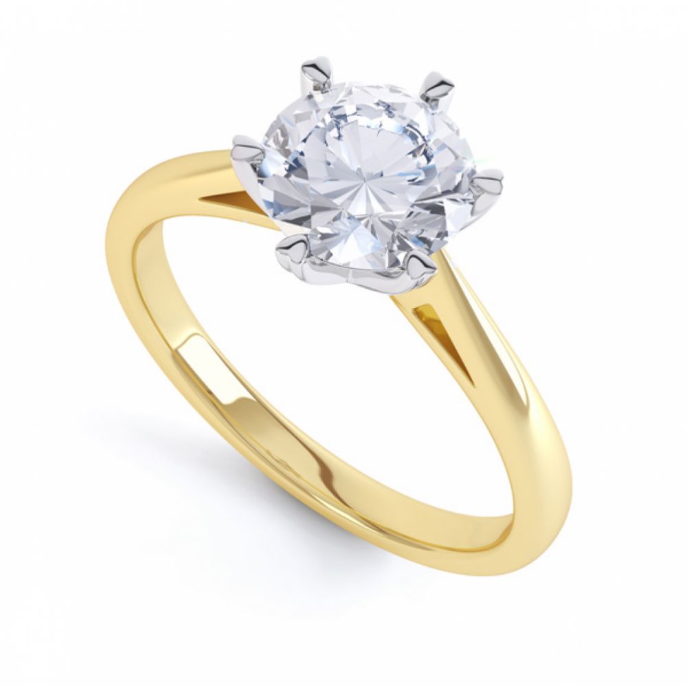 Round Solitaire with 6 Heart Shaped Claw Setting In Yellow Gold Round Solitaire with 6 Heart Shaped Claw Setting In Yellow Gold
