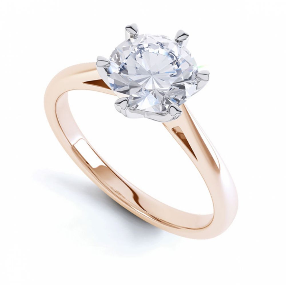 Round Solitaire with 6 Heart Shaped Claw Setting In Rose Gold