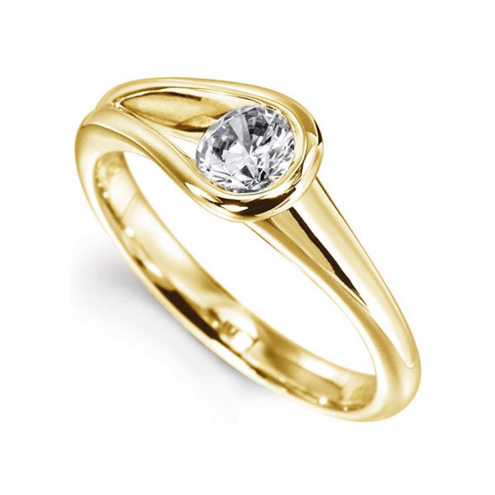 Loop Bezel Round SLoop Bezel Round Solitaire Engagement Ring - Yellow perspectiveolitaire Engagement Ring In Yellow Gold