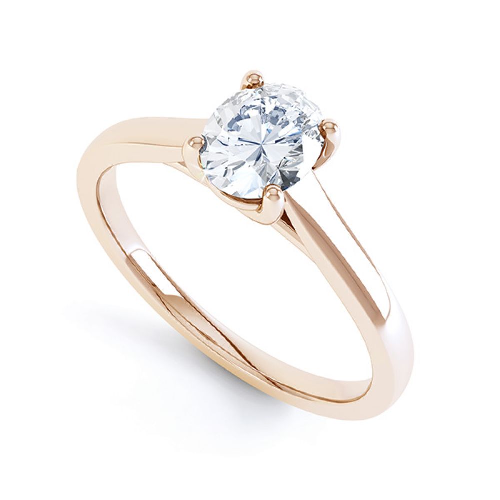 Modern Classic 4 Claw Oval Solitaire Engagement Ring In Rose Gold