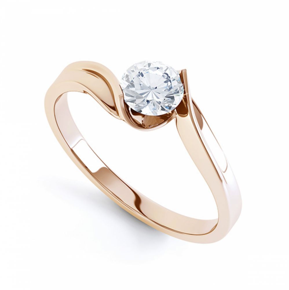 R1D078 Unity solitaire engagement ring perspective view in rose gold