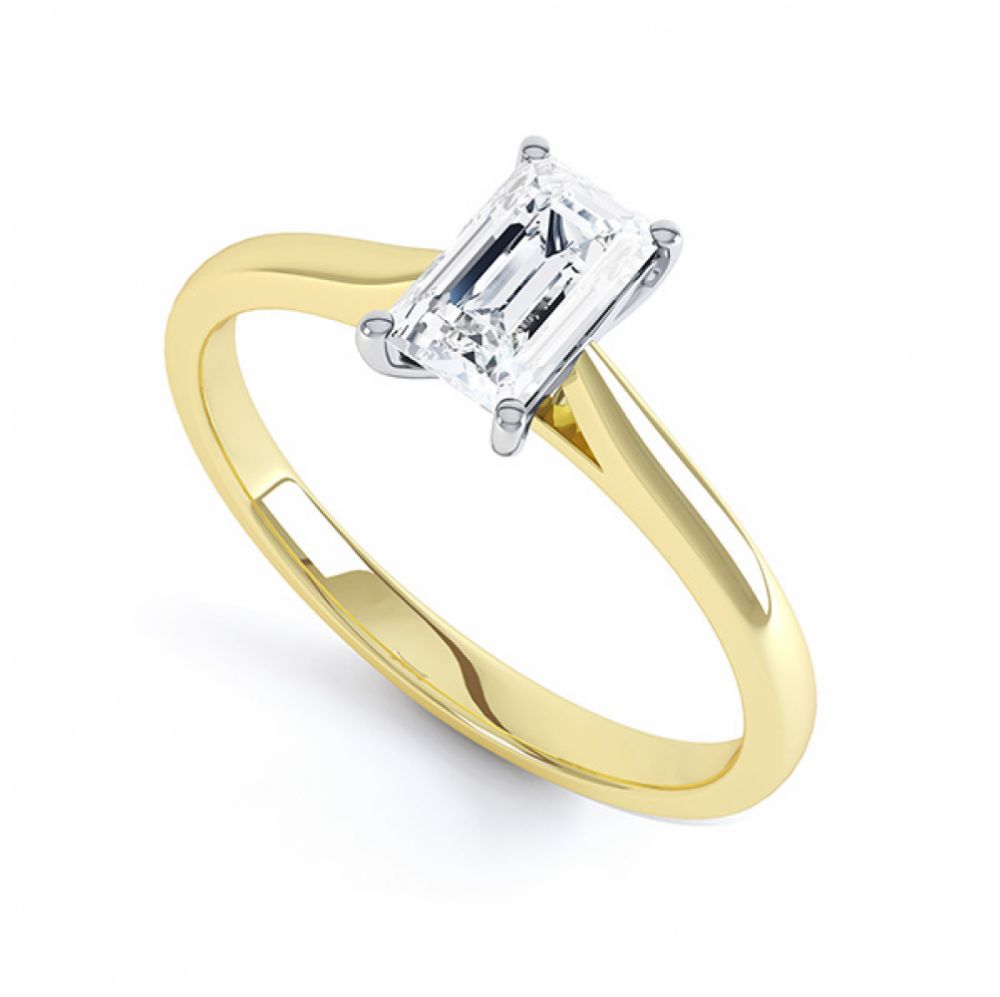 Finesse 4 Claw Emerald Cut Engagement Ring Side View