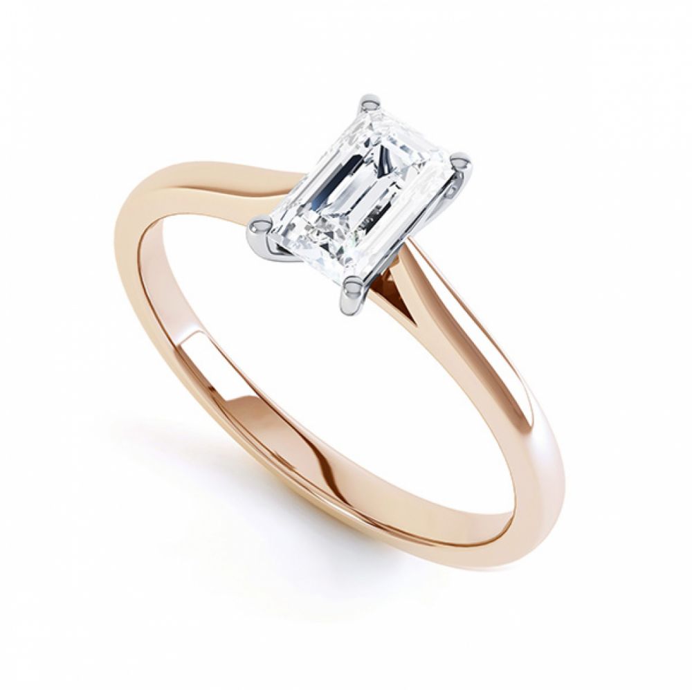 Finesse 4 Claw Emerald Cut Engagement Ring In Rose Gold Princess ($pct) G H VS G H SI G H P1 Size 0.5-2pts 660 575 N/A 2.5-7pts 660 575 N/A