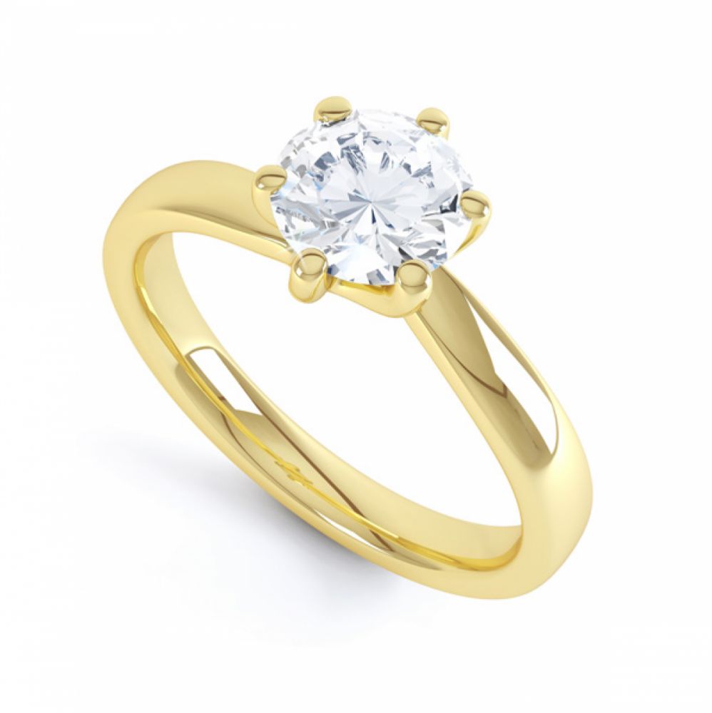 6 Claw Twist Solitaire Diamond ring - perspective yellow