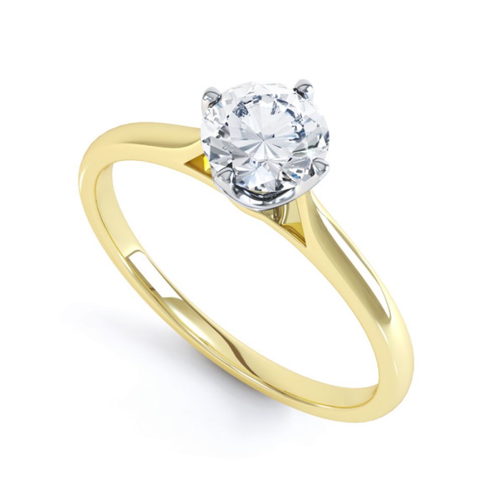 4 Claw Wedfit Compass Set Solitaire Ring In Yellow Gold