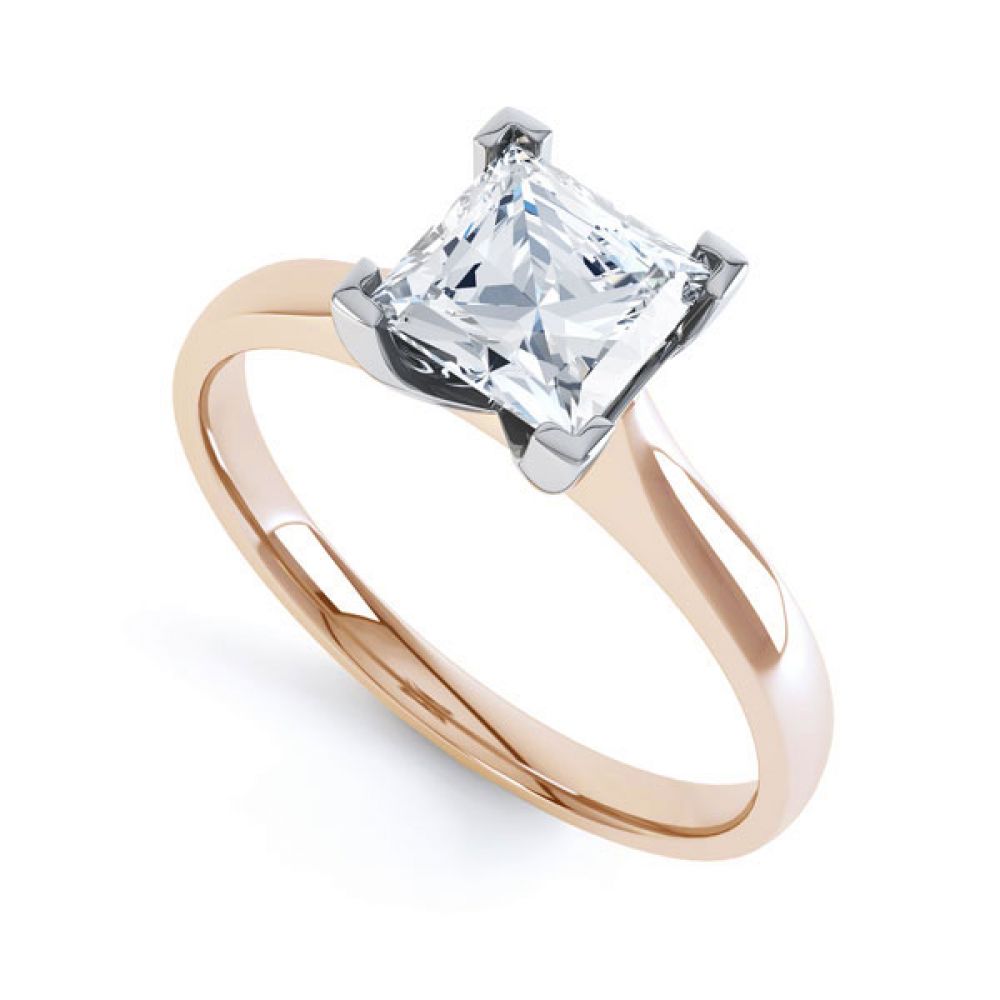 Princess Diamond Engagement Ring Square Claws In Rose Gold