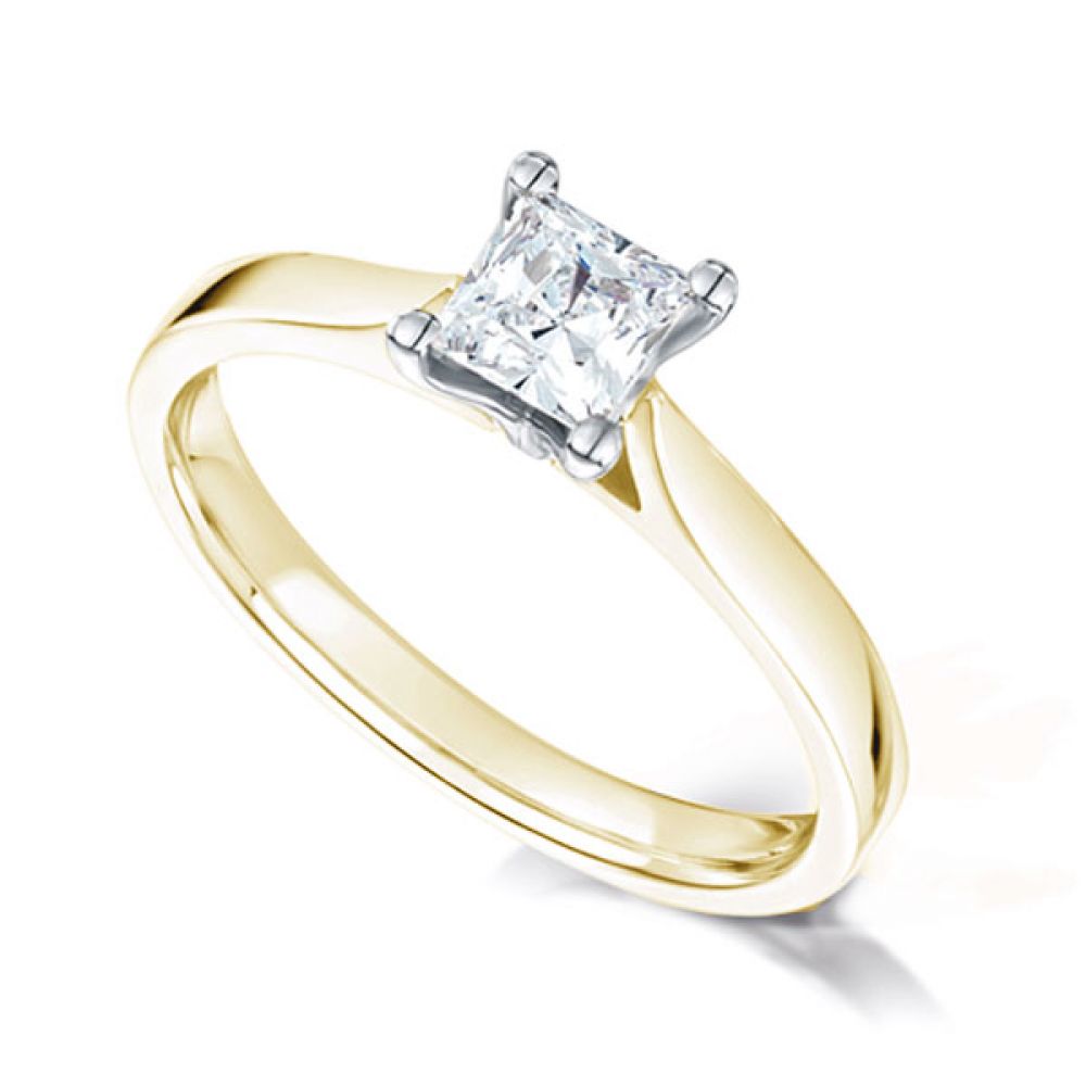 Wedfit Four Claw Princess Diamond Ring In Yellow Gold Wedfit Four Claw Princess Diamond Ring In Yellow Gold