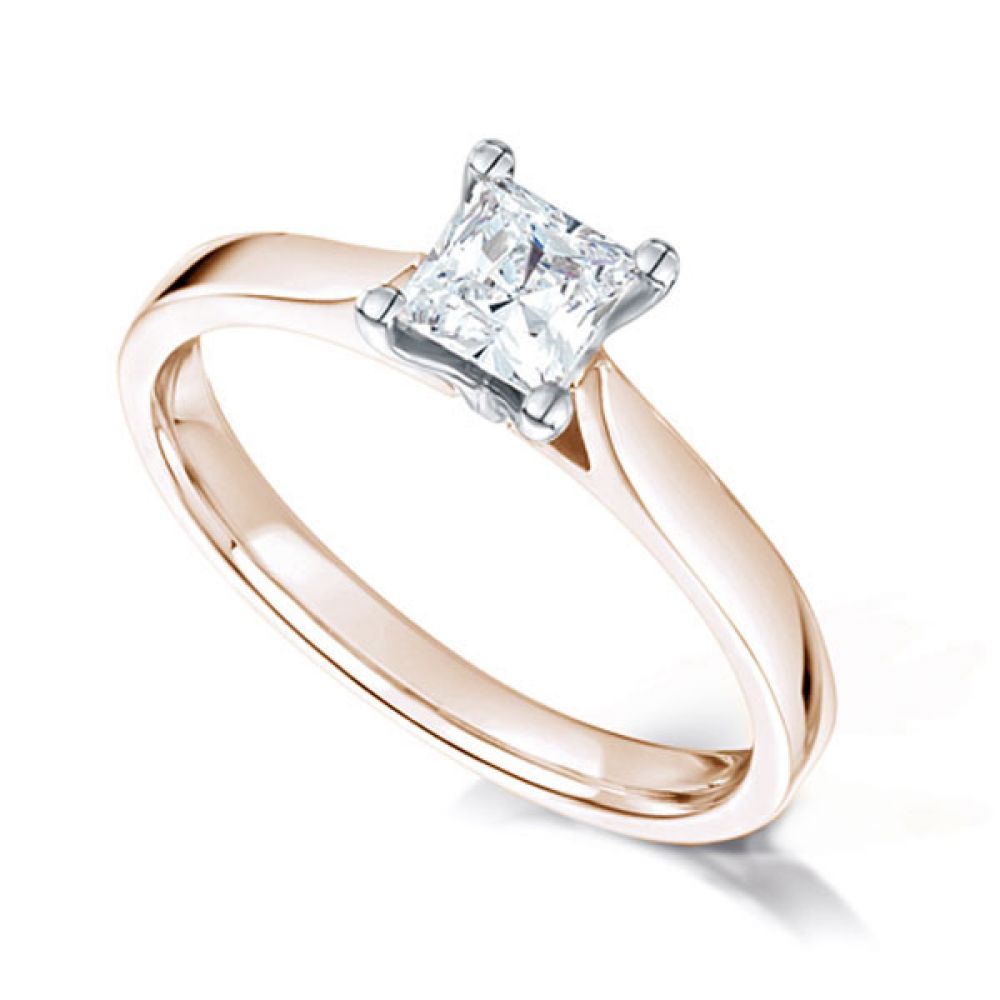 Wedfit Four Claw Princess Diamond Ring In Rose Gold