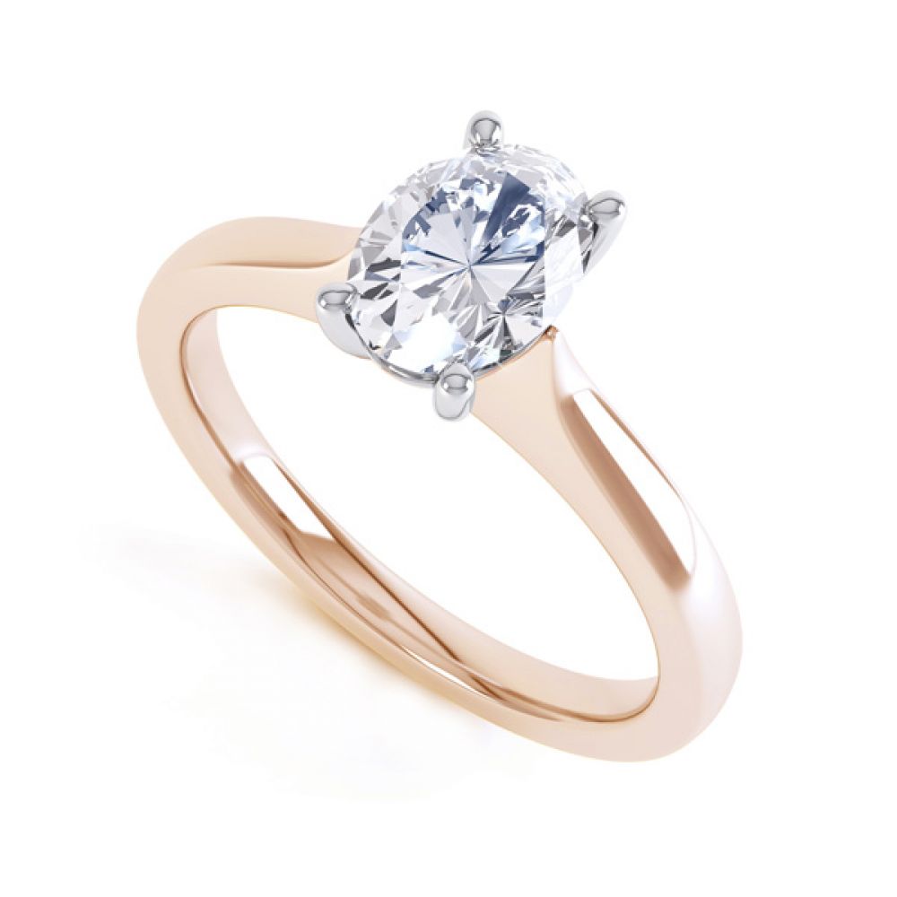 Wedfit 4 Claw Oval Diamond Engagement Ring In Rose Gold