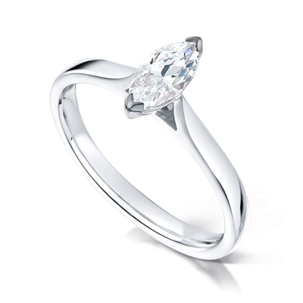 2 Claw Marquise Diamond Solitaire Ring