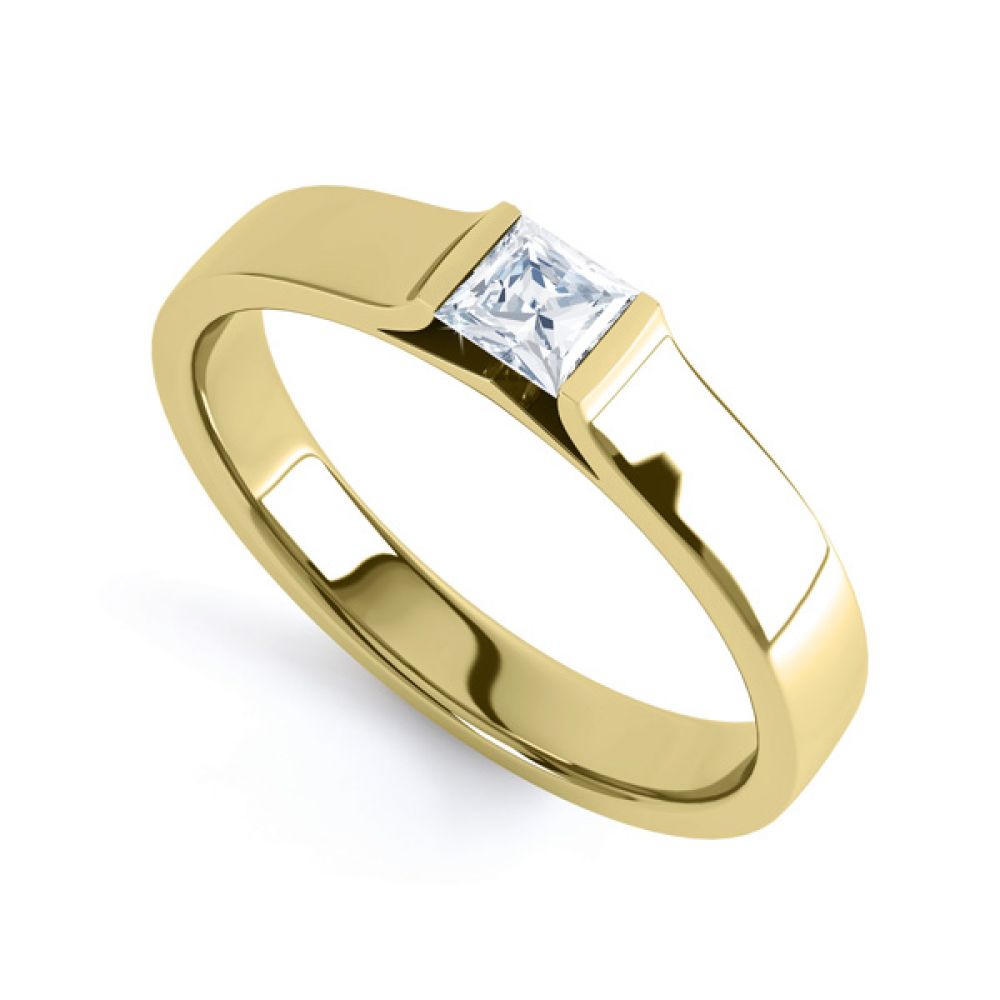 Tension Set Princess Diamond Solitaire Ring In Yellow Gold