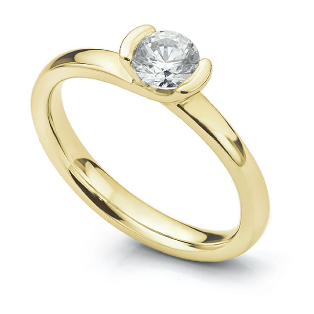 Semi-bezel set engagement ring Annabelle in yellow gold perspective view Semi-bezel set engagement ring Annabelle in yellow gold perspective view