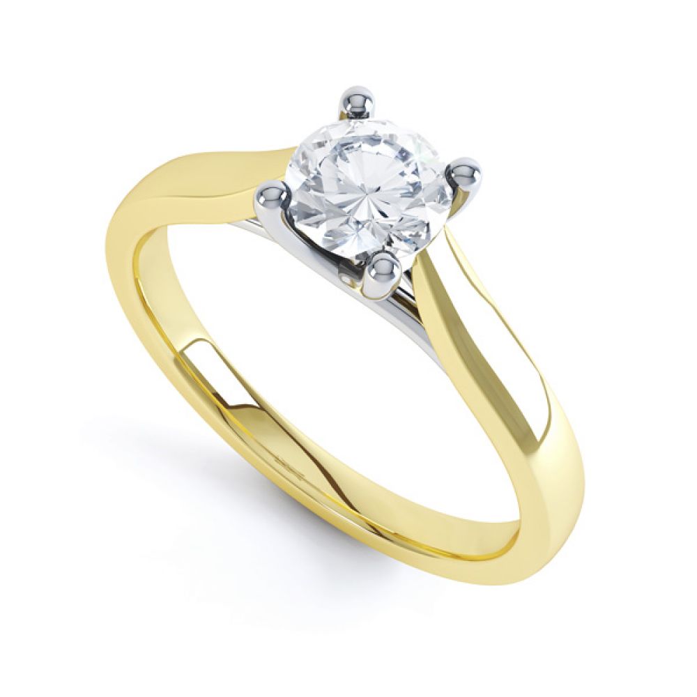 Wedfit Lucida Style Round Solitaire Engagement Ring In Yellow Gold