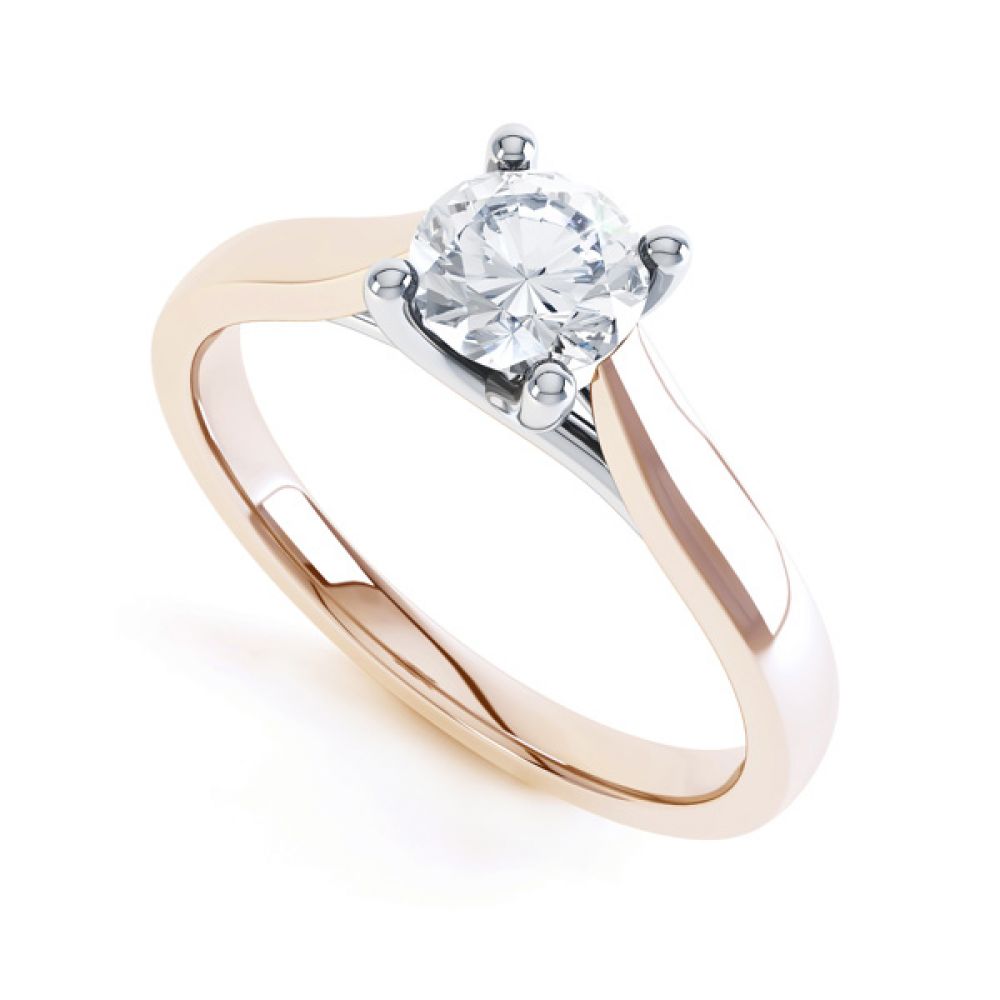 Wedfit Lucida Style Round Solitaire Engagement Ring In Rose Gold