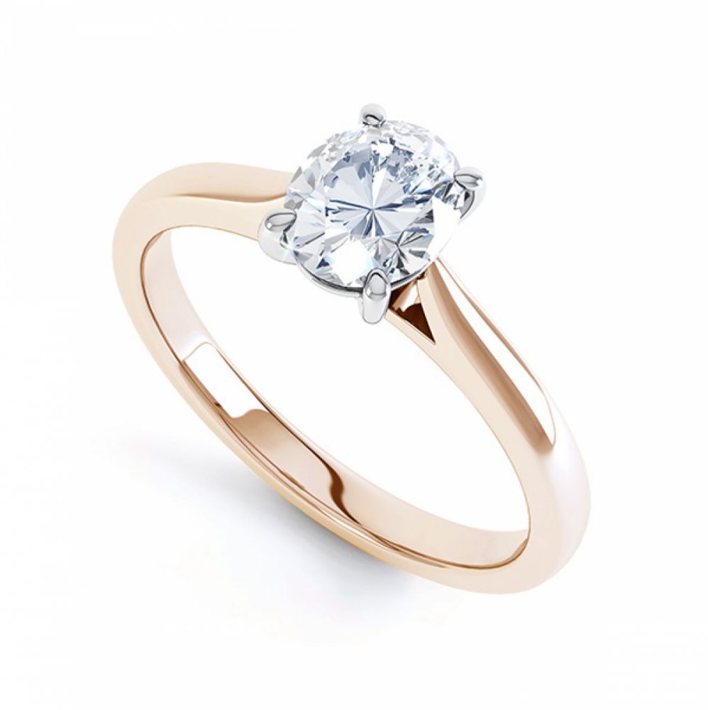 4 Claw Oval Engagement Ring in Rose Gold Perspective View 4 Claw Oval Engagement Ring in Rose Gold Perspective View