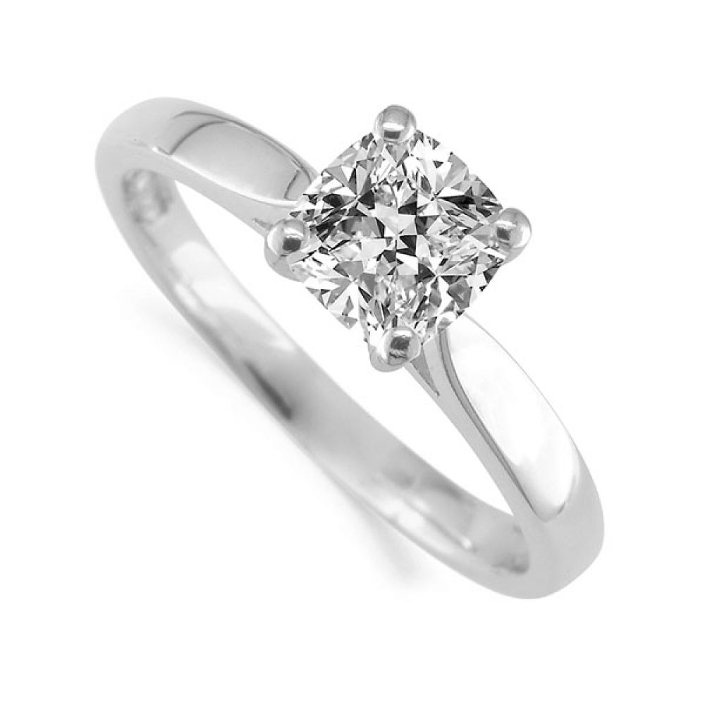 Cushion Cut Diamond Wedfit Engagement Ring - Platinum