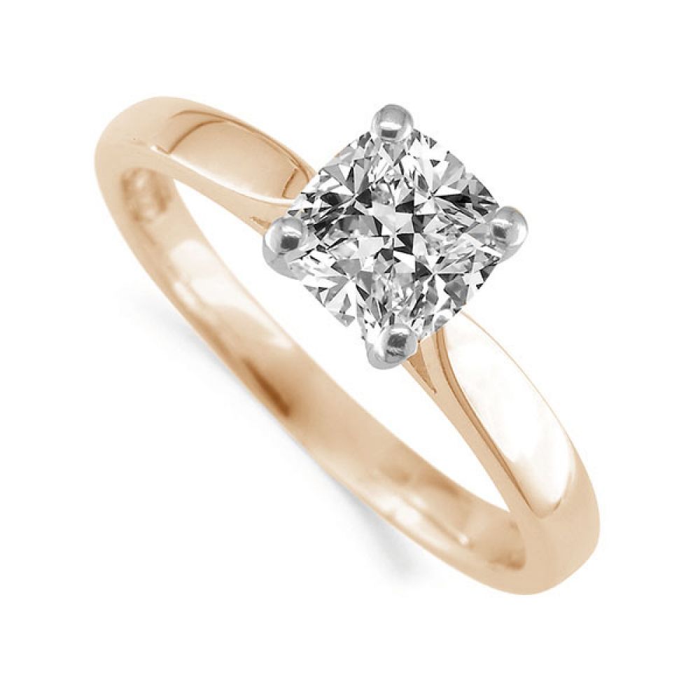 Cushion Cut Diamond Wedfit Engagement Ring - Rose Gold