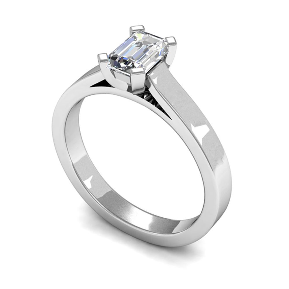 4 Claw Emerald Cut Diamond Engagement Ring