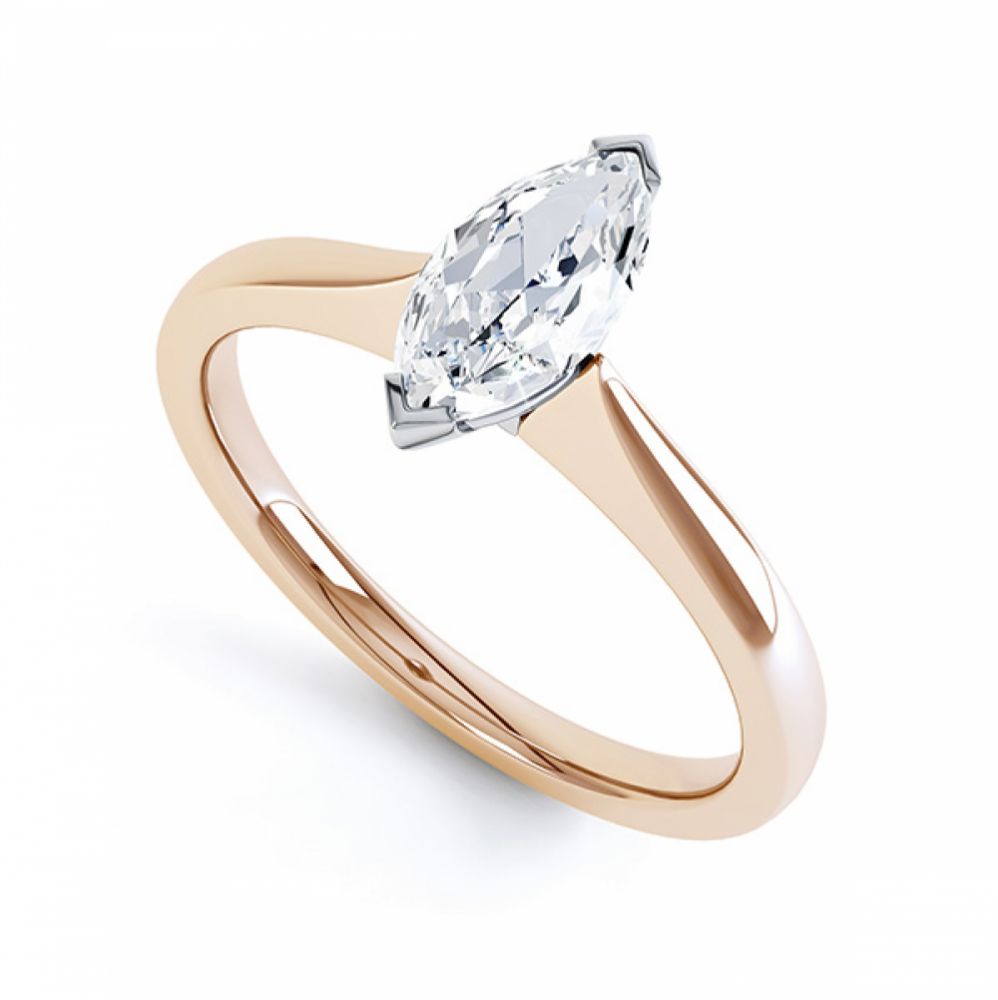 Simple Marquise Solitaire Engagement Ring Perspective View Rose Gold Simple Marquise Solitaire Engagement Ring Perspective View Rose Gold