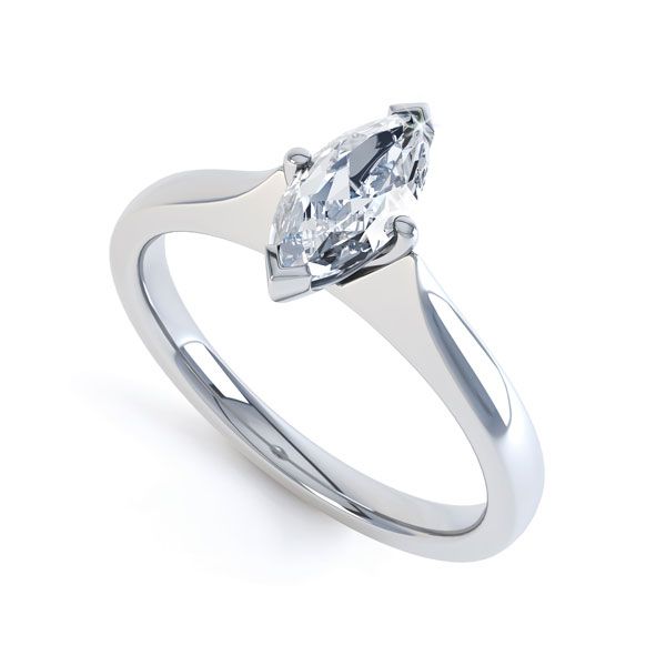 Marquise 4 Claw Diamond Solitaire Engagement Ring Main Image