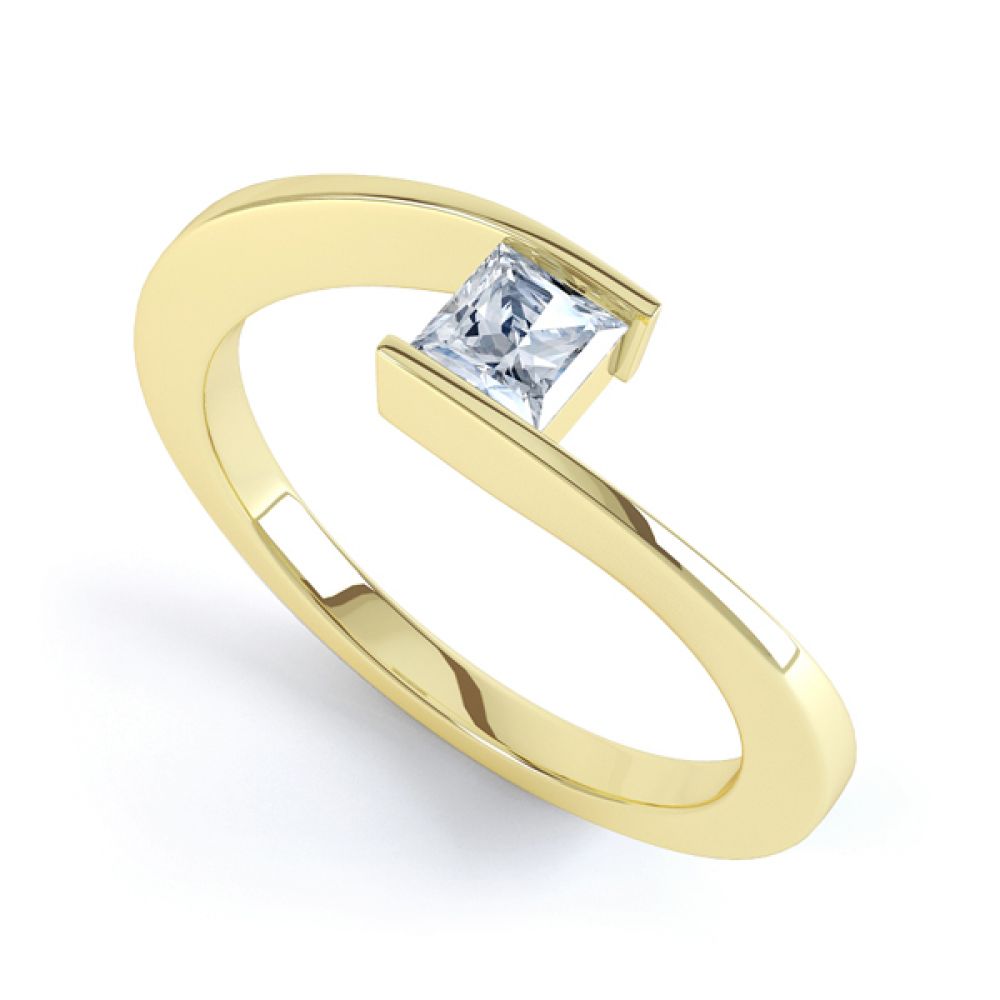 Crossover Princess Diamond Solitaire Ring