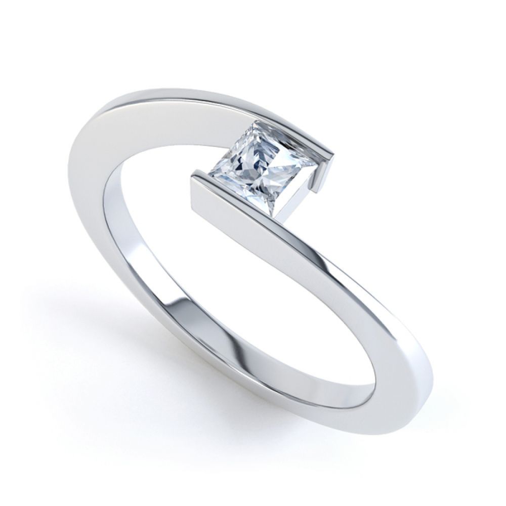 Crossover Princess Diamond Solitaire Ring In Yellow Gold Crossover Princess Diamond Solitaire Ring In Yellow Gold