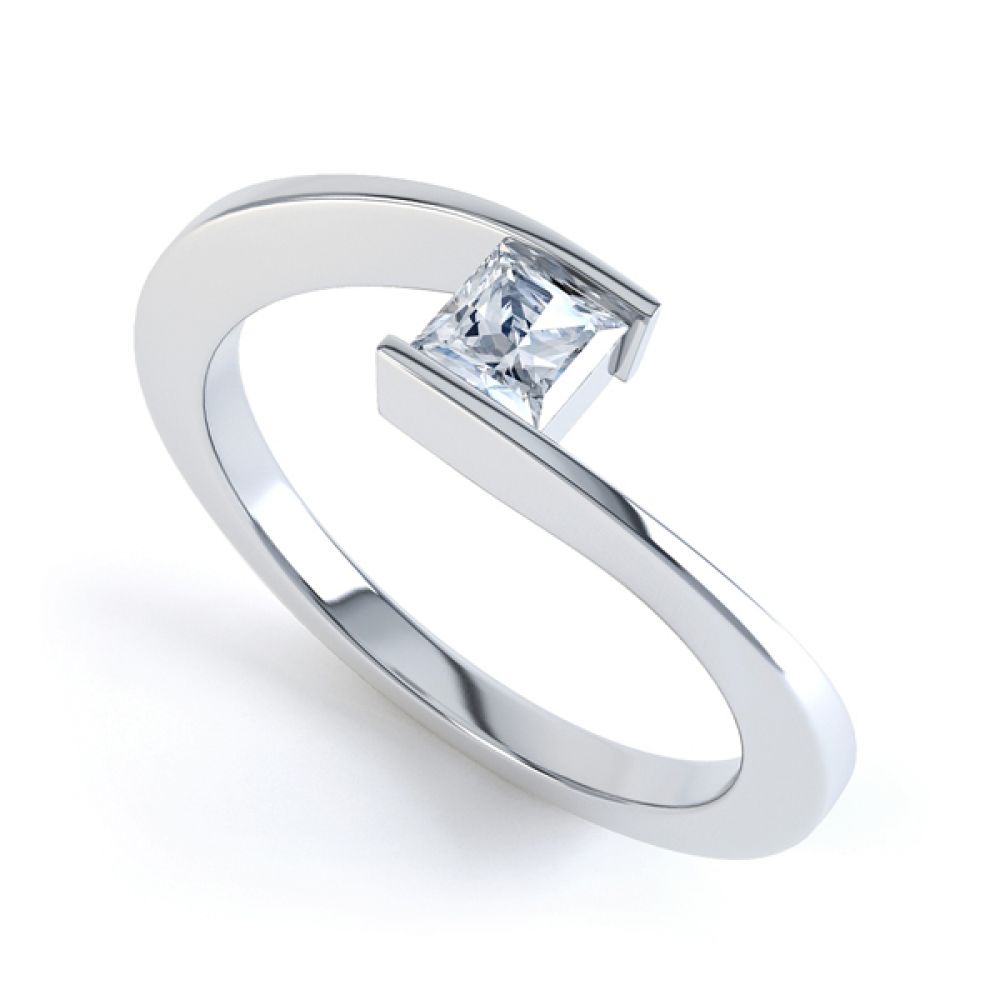 Crossover Princess Diamond Solitaire Ring In Yellow Gold