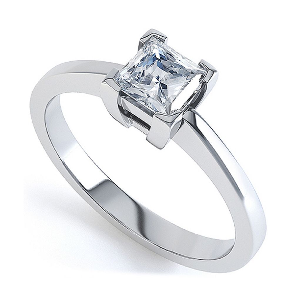 Traditional 4 Claw Princess Solitaire Engagement Ring