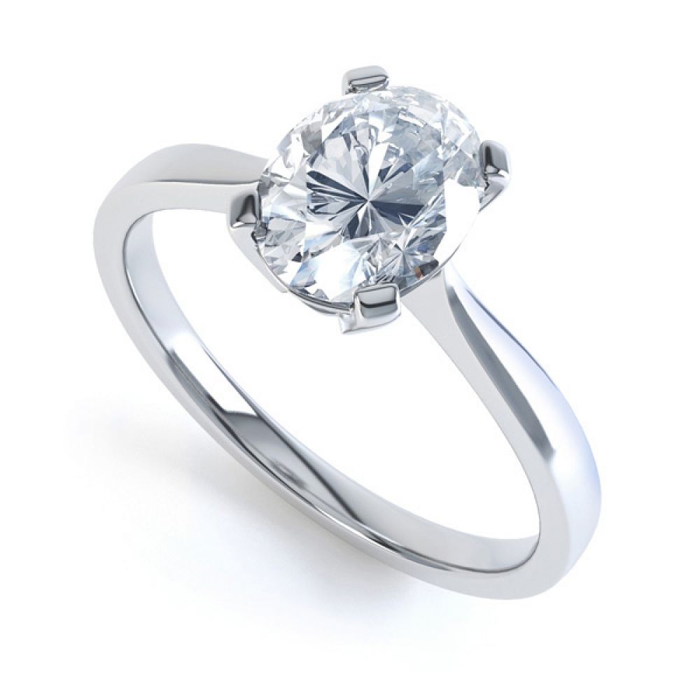 4 Claw Oval Solitaire Diamond Engagement Ring