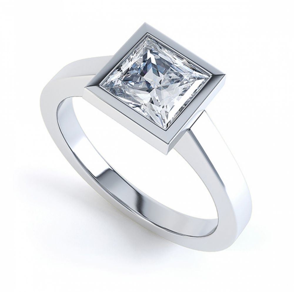 Ultramodern Princess Cut Solitaire Diamond Ring