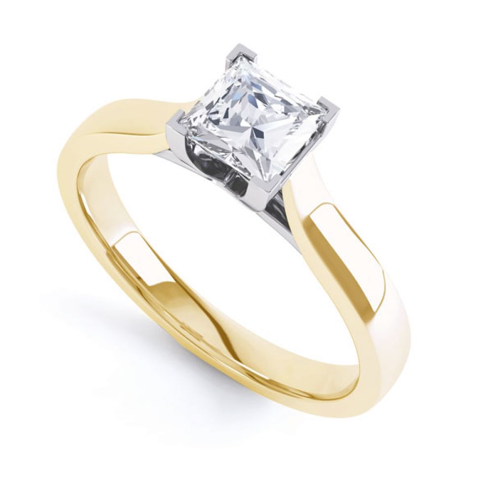 Crossover Claw Box Set Princess Diamond Ring In Yellow Gold Crossover Claw Box Set Princess Diamond Ring In Yellow Gold