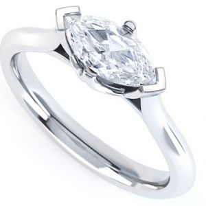 East West Set Four Claw Marquise Engagement Ring Main Image