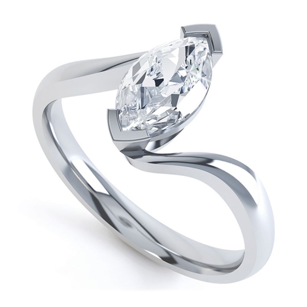 2 Claw Marquise Twist Engagement Ring