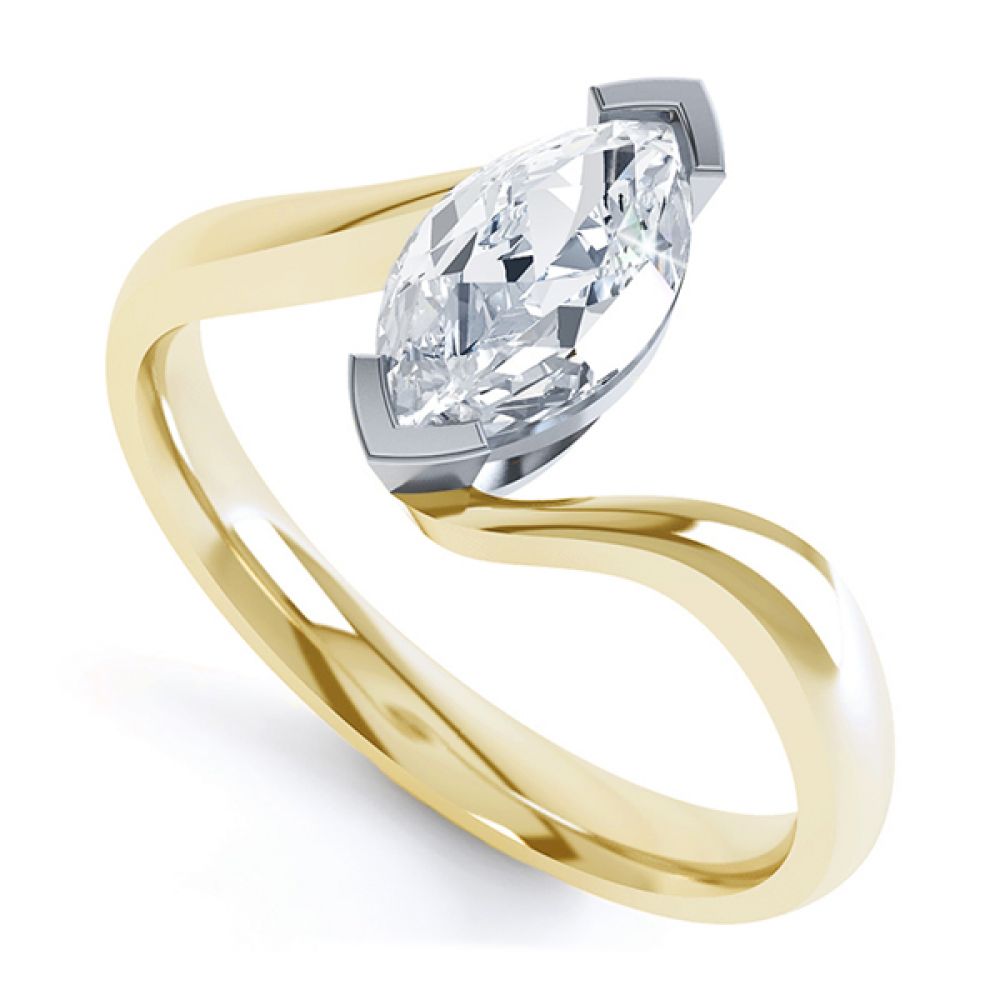 2 Claw Marquise Twist Engagement Ring Side View 2 Claw Marquise Twist Engagement Ring Side View