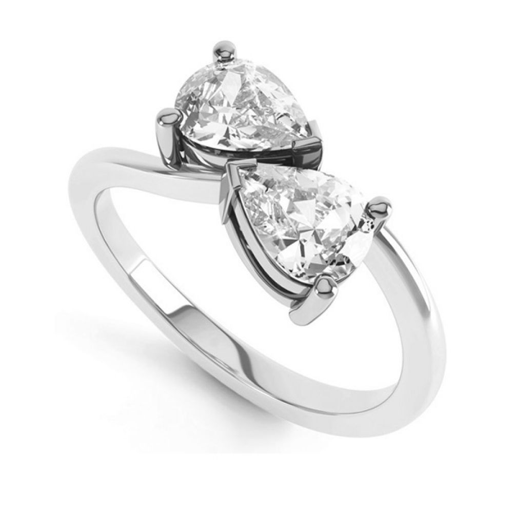 2 Stone Pear Shaped Diamond Ring - Platinum