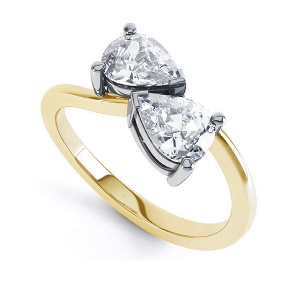 2 Stone Pear Shaped Diamond Ring - Yellow Gold 2 Stone Pear Shaped Diamond Ring - Yellow Gold