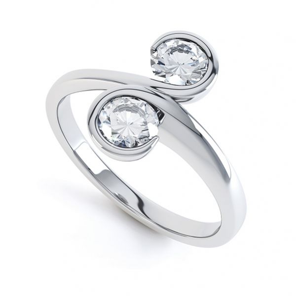 2 Stone Swirl Diamond Ring Main Image