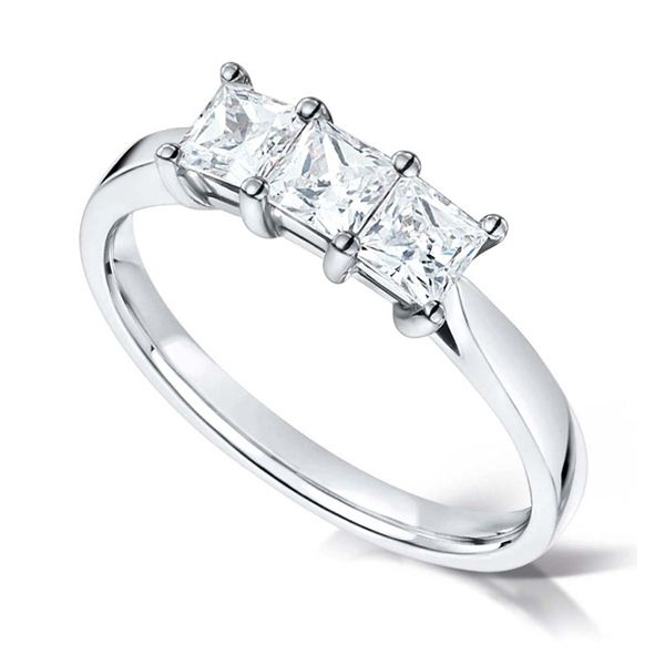 Straight 3 Stone Princess Cut Diamond Ring Main Image