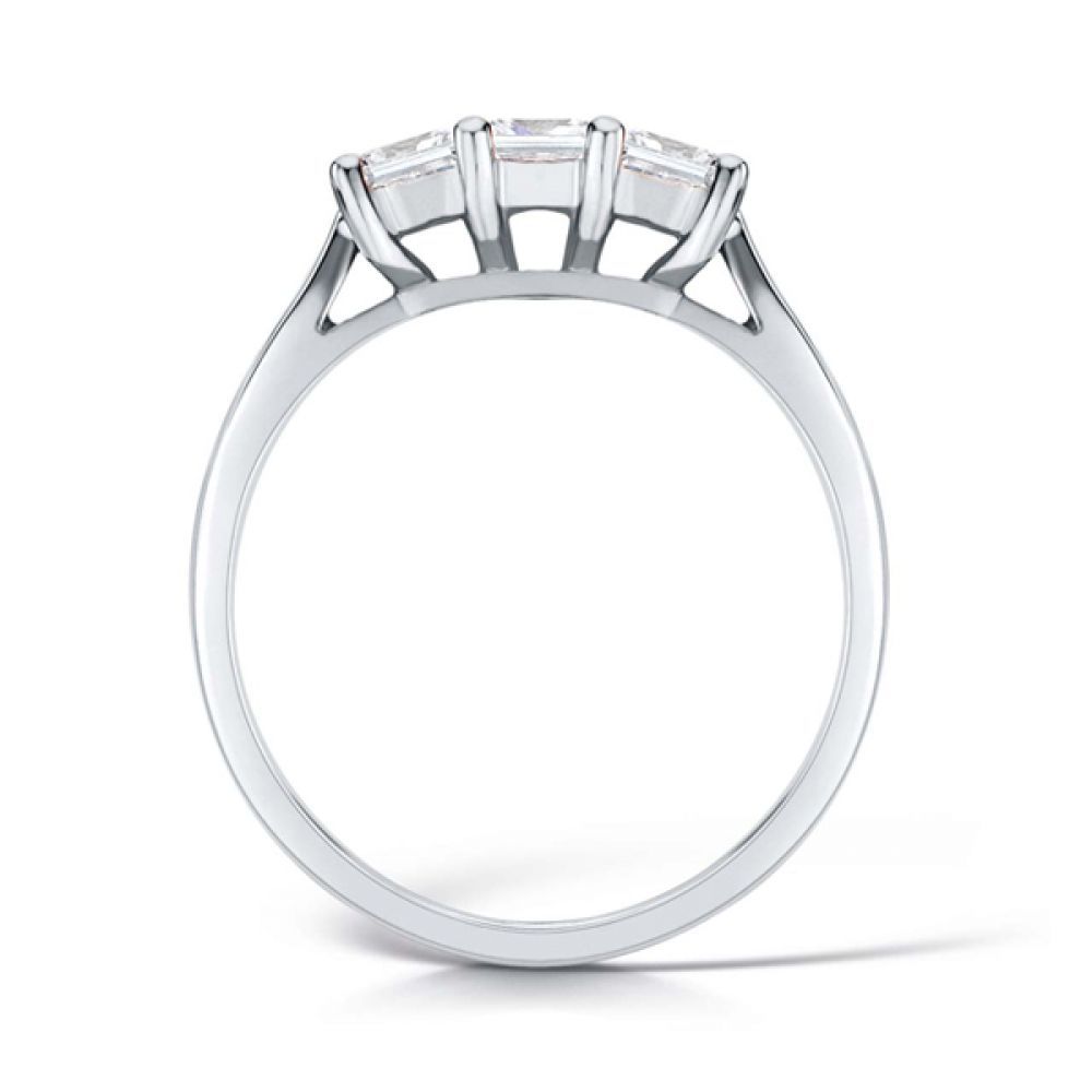 Straight 3 Stone Princess Cut Diamond Ring In Yellow Gold Straight 3 Stone Princess Cut Diamond Ring In Yellow Gold