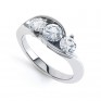 Modern Round 3 Stone Crossover Diamond Ring Modern Round 3 Stone Crossover Diamond Ring