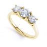 Brooklyn - Modern 3 stone diamond engagement ring perspective view yellow gold Brooklyn - Modern 3 stone diamond engagement ring perspective view yellow gold