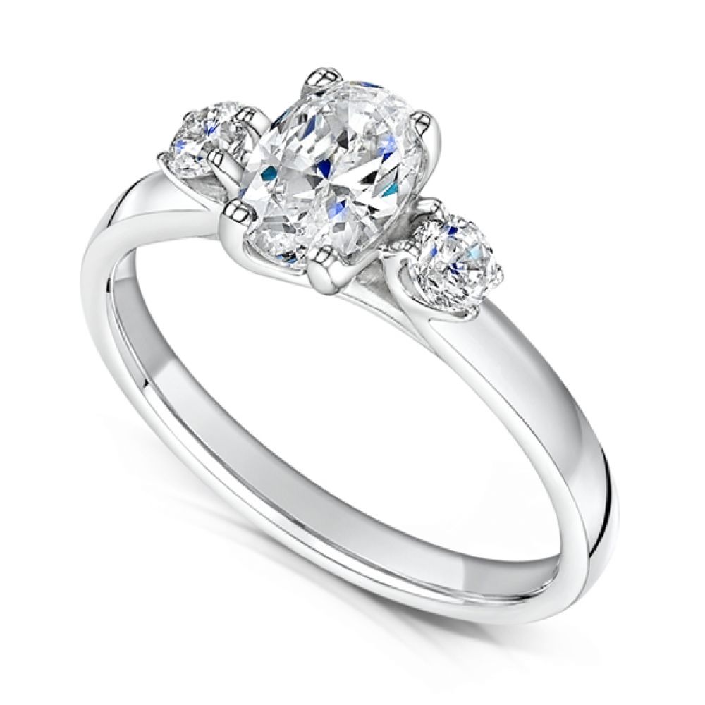 3 Stone Oval & Round Diamond Engagement Ring 3 Stone Oval & Round Diamond Engagement Ring