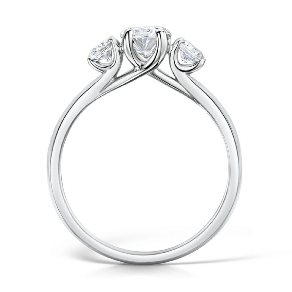 3 Stone Oval & Round Diamond Engagement Ring In Yellow Gold 3 Stone Oval & Round Diamond Engagement Ring In Yellow Gold