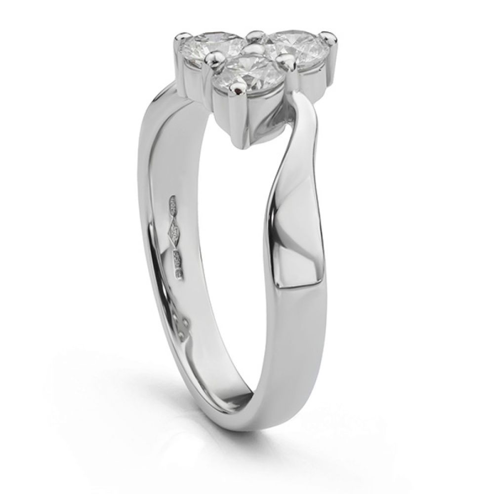 3 Stone Trilogy Diamond Cluster Ring Side View